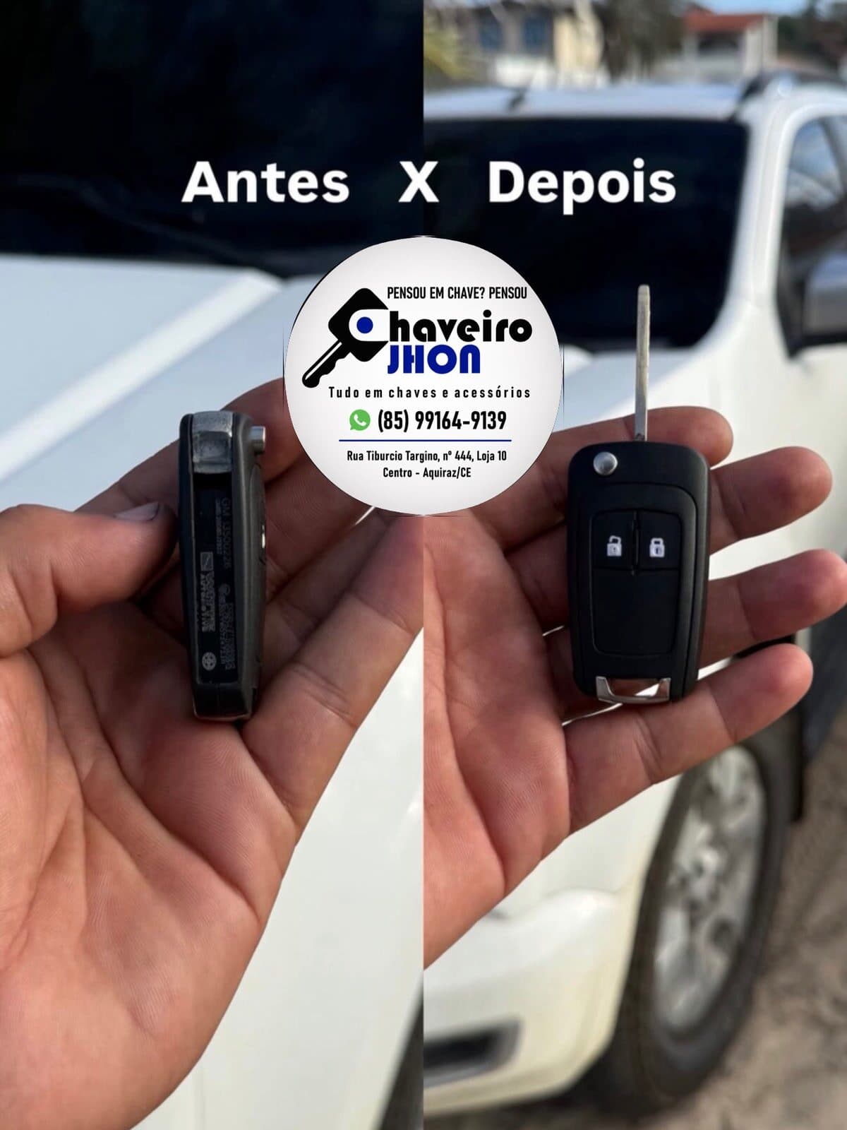 Antes e depois: controle automotivo Chevrolet clonado pela Chaveiro JHON
